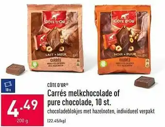 Carrés melkchocolade of pure chocolade