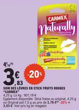 E.Leclerc Carmex soin des lèvres en stick fruits rouges aanbieding