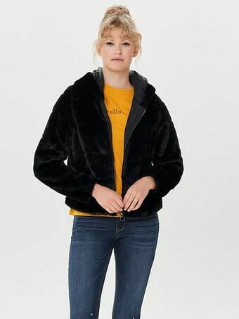 Berca Shoes Only Vest Only Nep Bont Jas Zeer Zacht - Zwart aanbieding