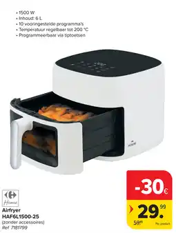 Carrefour Home Airfryer HAF6L1500 25 aanbieding