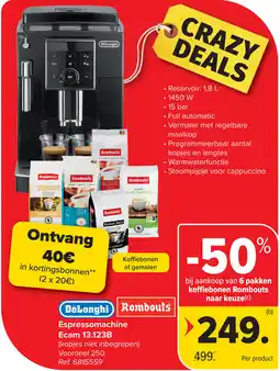 Carrefour Espressomachine Ecam 13.123B aanbieding