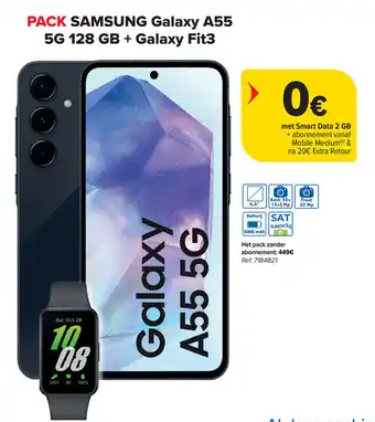 Carrefour Pack Samsung Galaxy A55 5G 128 GB + Galaxy Fit3 aanbieding