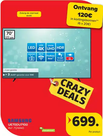 Carrefour Samsung UE70DU7100 aanbieding