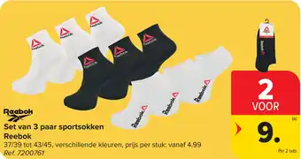 Carrefour Set van 3 paar sportsokken Reebok aanbieding