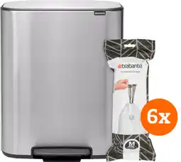 Coolblue Brabantia Bo Poubelle à Pédale 60 Litres Inox Fingerprint Proof + Sacs Poubelle (120 pièces) aanbieding