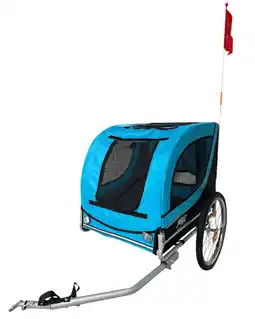 Decathlon Fietskar Hond Met Reflectoren Hondenbuggy - Blauw Zwart - tot 30 KG aanbieding