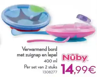 Cora Nuby verwarmend bord met zuignap en lepel aanbieding