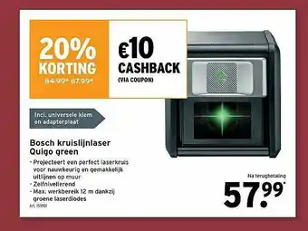 GAMMA Bosch Kruislijnlaser Quigo Green aanbieding