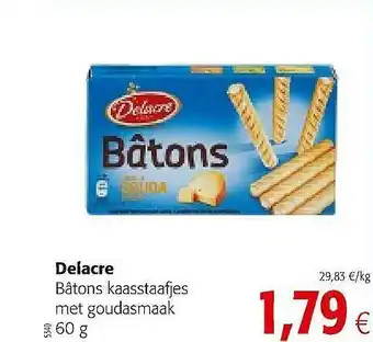 Colruyt Delacre Bâtons Kaasstaafjes Met Goudasmaak aanbieding