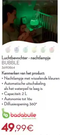 Cora Badabulle bubble luchtbevochter-nachtlampje aanbieding