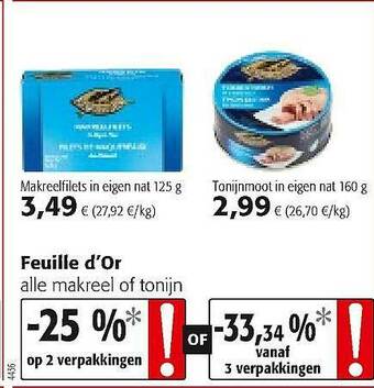 Colruyt Feuille D'or Alle Makreel Of Tonijn aanbieding