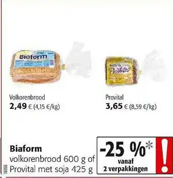 Biaform Volkorenbrood Of Provital Met Soja