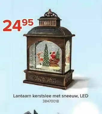 Euroshop Lantaarn Kerstslee Met Sneeuw Led aanbieding