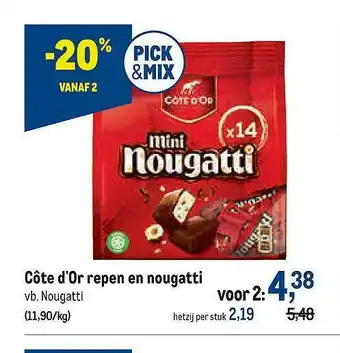 Makro Côte D'or Repen En Nougatti aanbieding
