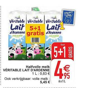 Cora Halfvolle Melk Véritable Lait D'ardenne aanbieding