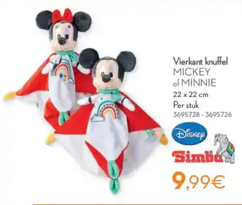 Cora Vierkant Knuffel Mickey of Minnie aanbieding