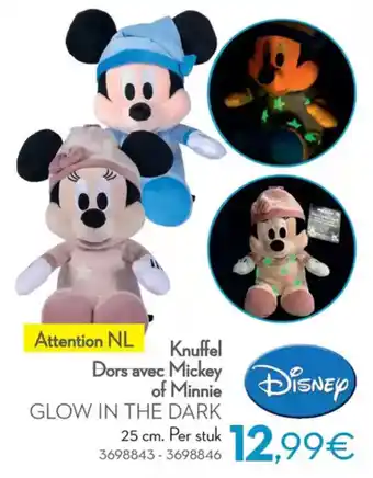 Cora Knuffel Dors avec Mickey of Minnie Glow in the Dark aanbieding