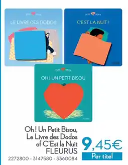 Cora Oh! Un Petit Bisou, Le Livre des Dodos of C'Est la Nuit FLEURUS aanbieding