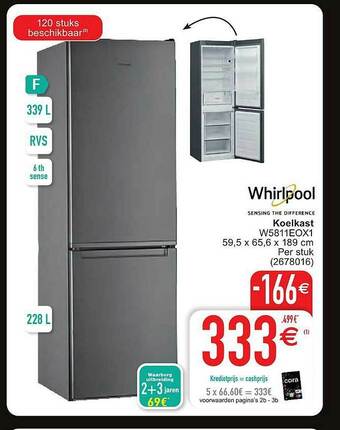 Cora Whirlpool Koelkast aanbieding