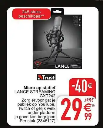 Micro Op Statief Lance Streaming