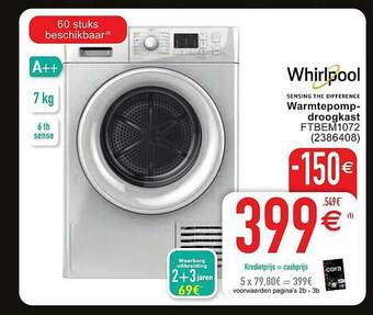 Cora Whirlpool Warmtepomp-droogkast aanbieding