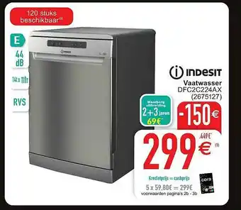 Cora Indesit Vaatwasser aanbieding