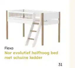 Multi bazar Flexa Nor evolutief halfhoog bed met schuine ladder aanbieding