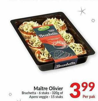 Intermarché Maitre Olivier Bruchetta Of Apero Veggie aanbieding