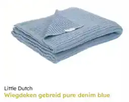 Multi bazar Little dutch wiegdeken gebreid pure denim blue aanbieding