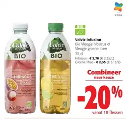 Colruyt Volvic Infusion Bio Vleugje hibiscus of Vleugje groene thee 75 cl aanbieding