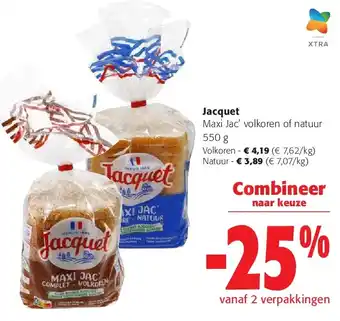 Colruyt Jacquet Maxi Jac’ volkoren of natuur 550 g aanbieding