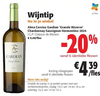 Colruyt Alma Cercius Gardian ‘Grande Réserve’ Chardonnay-Sauvignon-Vermentino 2024 aanbieding