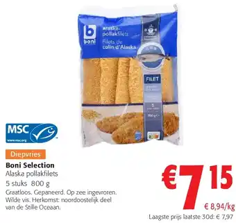 Colruyt Boni Selection Alaska pollakfilets 5 stuks 800 g aanbieding