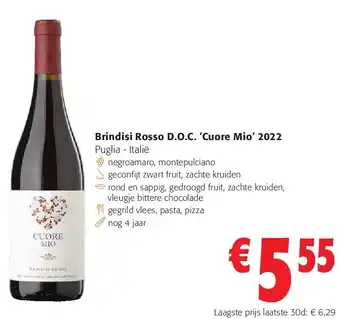 Colruyt Brindisi Rosso D.O.C. ‘Cuore Mio’ 2022 aanbieding