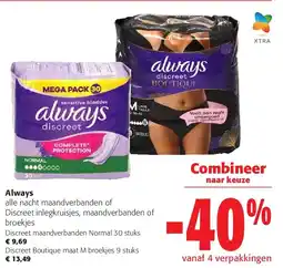 Colruyt Always Discreet maandverbanden Normal 30 stuks aanbieding