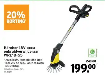 GAMMA Kärcher 18V accu onkruidverwijderaar WRE18-55 aanbieding