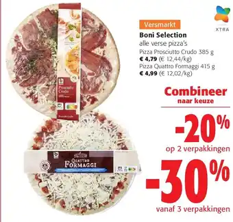 Colruyt Boni Selection alle verse pizza’s Pizza Prosciutto Crudo 385 g aanbieding