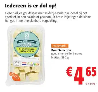 Colruyt Boni Selection gouda met selderij-aroma blokjes 280 g aanbieding