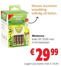 Colruyt Memorex lader RX 3206 met 4 AA-batterijen aanbieding