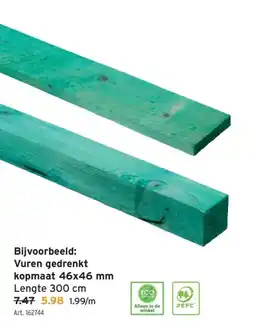 GAMMA Bijvoorbeeld: Vuren gedrenkt kopmaat 46x46 mm Lengte 300 cm aanbieding