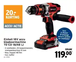 GAMMA Einhell 18V accu klopboormachine TE-CD 18/48 LI aanbieding