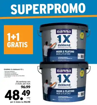 GAMMA GAMMA 1x dekkend 10 L aanbieding