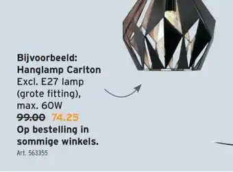 GAMMA Hanglamp Carlton Excl. E27 lamp aanbieding