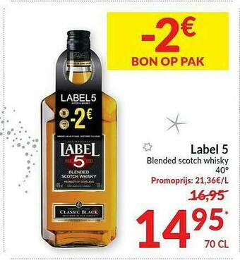 Intermarché Label 5 Blended Scotch Whisky aanbieding