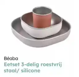 Multi bazar Béaba eetset 3 delig roestvrij staal silicone aanbieding