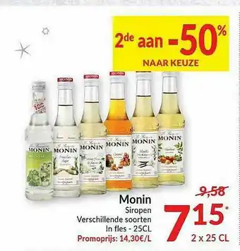 Intermarché Monin Siropen Verschillende Soorten aanbieding