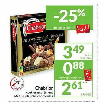 Intermarché Chabrior Koekjesassortiment Met 3 Belgische Chocolades aanbieding