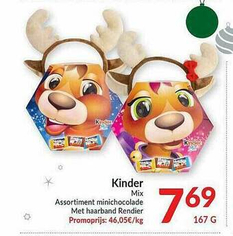 Intermarché Kinder Mix Assortiment Minichocolade Met Haarband Rendier aanbieding