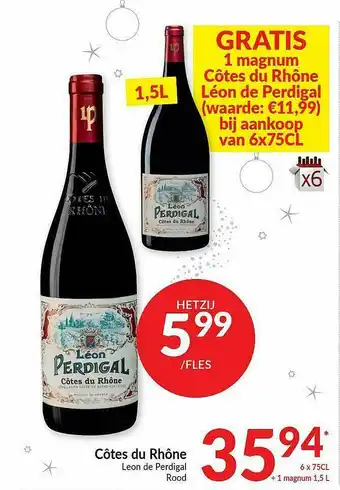 Intermarché Côtes Du Rhône Leon De Pedrigal Rood aanbieding