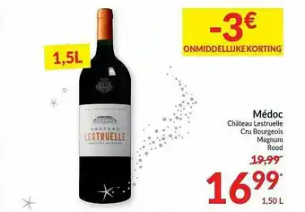 Intermarché Médoc Cháteu Lestruelle Cru Bourgeois Magnum Rood aanbieding
